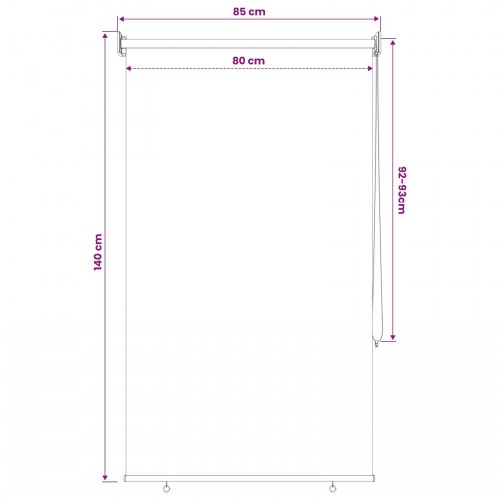 Udendørs rullegardin i HDPE sort 80 x 140 cm med 90 % UV-blokering
