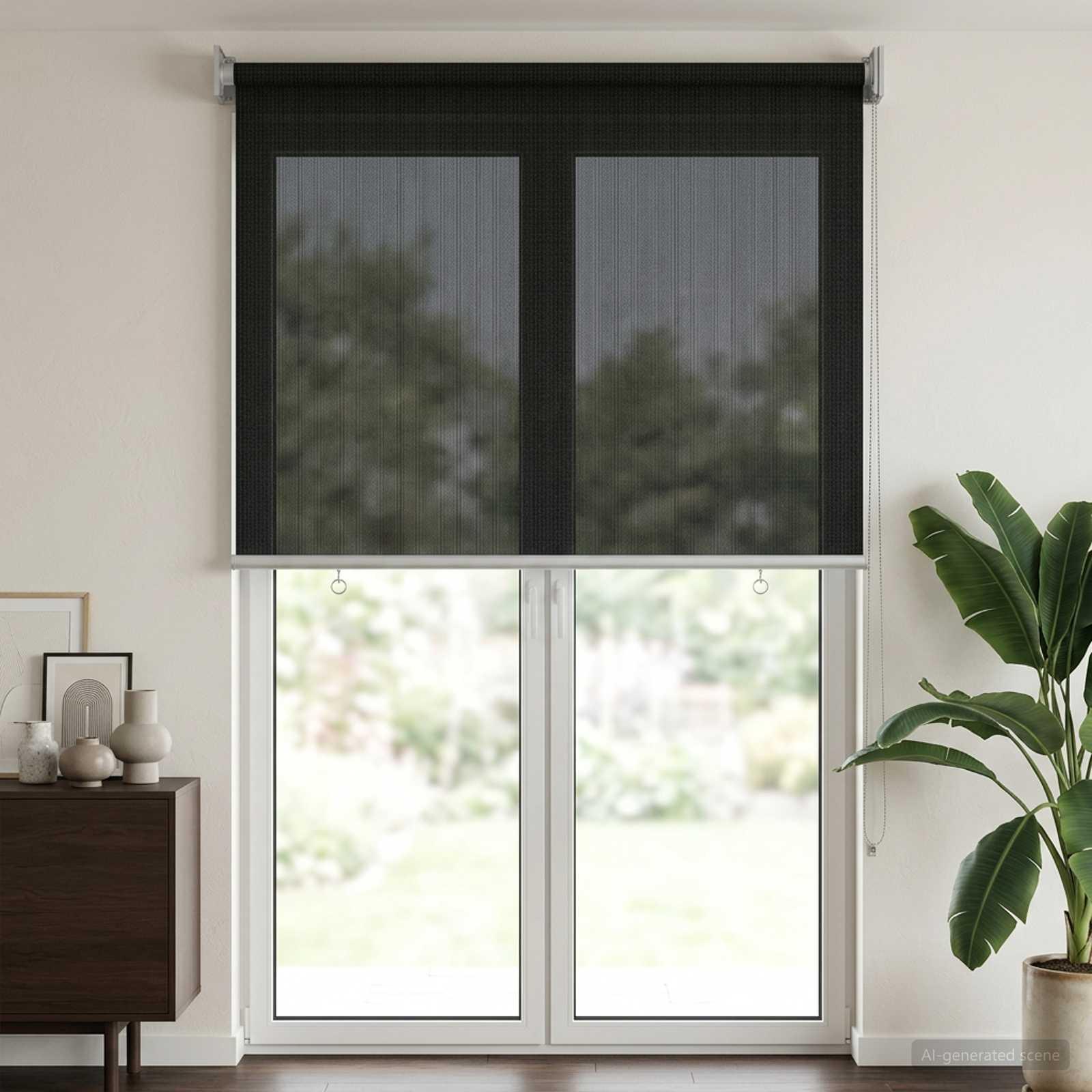 Udendørs rulleskærm sort 80 x 230 cm i HDPE med 90 % UV-blokering billede