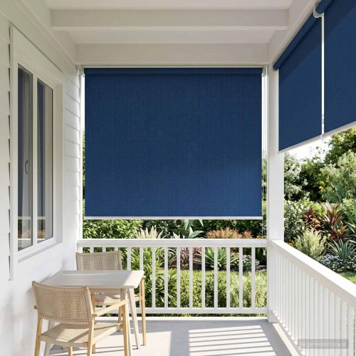 Udendørs rullegardin med 90% UV-blokering blå 80 x 140 cm HDPE