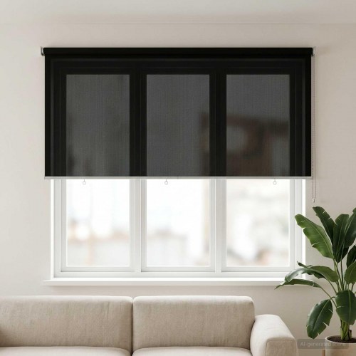 Udendørs rulleskærm sort 200 x 140 cm HDPE med 90% UV-blok