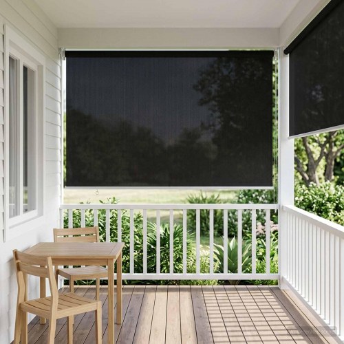 Udendørs rullegardin i HDPE 140 x 140 cm - sort med 90% UV-blok