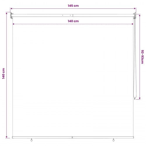 Udendørs rullegardin i HDPE 140 x 140 cm - sort med 90% UV-blok
