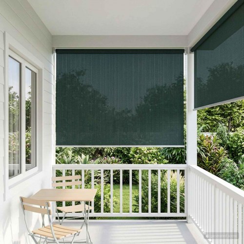 Udendørs rulleskærm 90% UV-blok mørkegrøn 80 x 230 cm HDPE