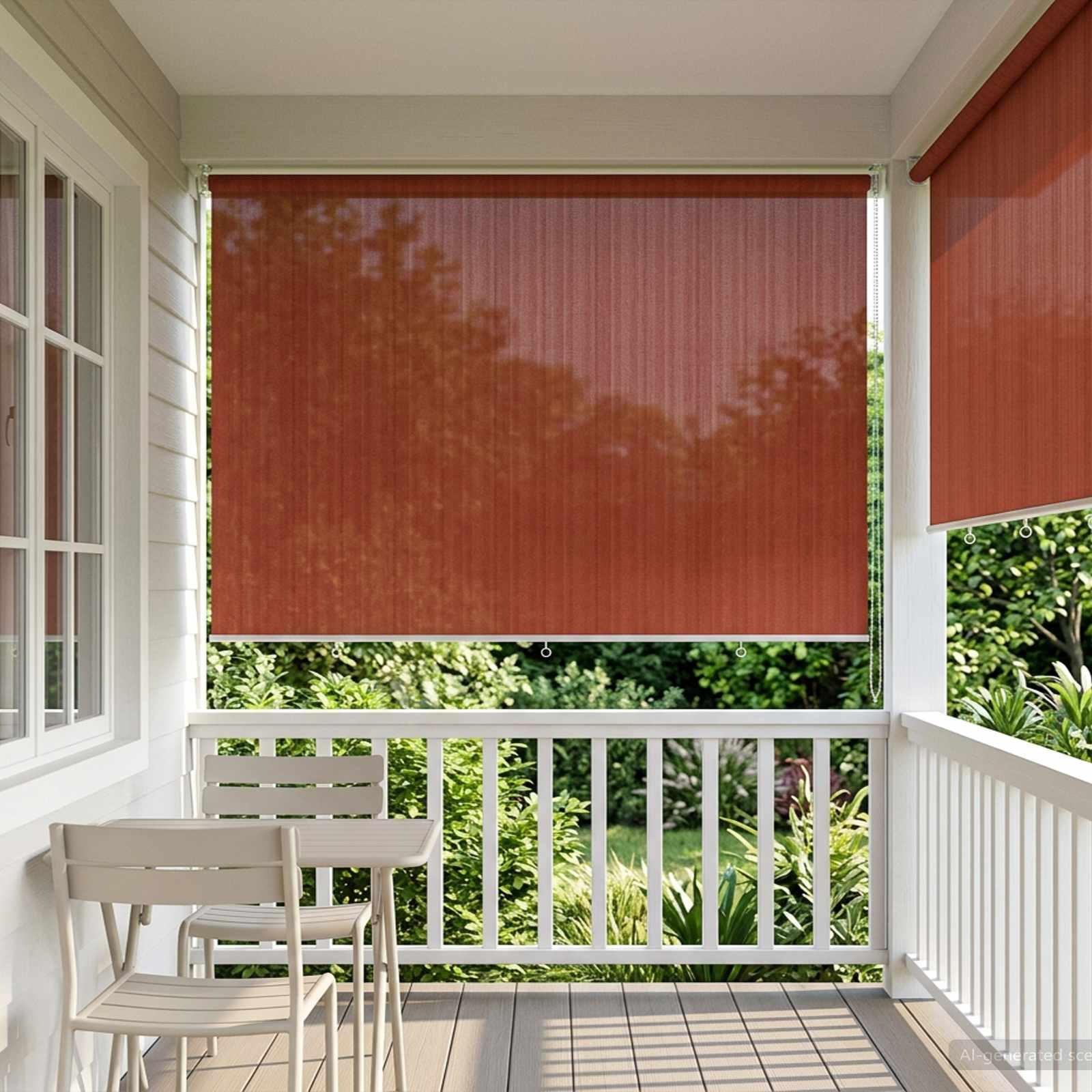 Udendørs rulleskærm terracotta 60 x 230 cm HDPE med 90% UV-blok billede