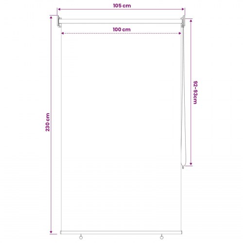Udendørs rulleskærm 105 x 230 cm blå/hvid stribet i HDPE