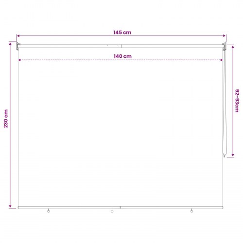 Udendørs rulleskærm 145 x 230 cm blå og hvid stribet HDPE
