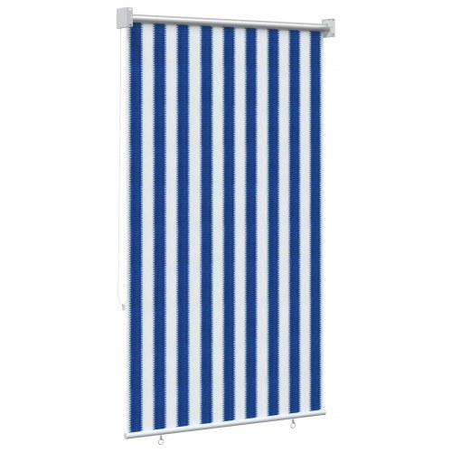 Udendørs rulleskærm med 90 % UV-blok blå/hvid stribet 60 x 230 cm