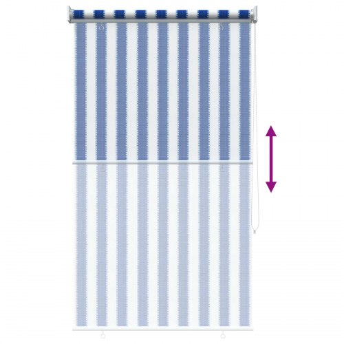 Udendørs rulleskærm med 90 % UV-blok blå/hvid stribet 60 x 230 cm