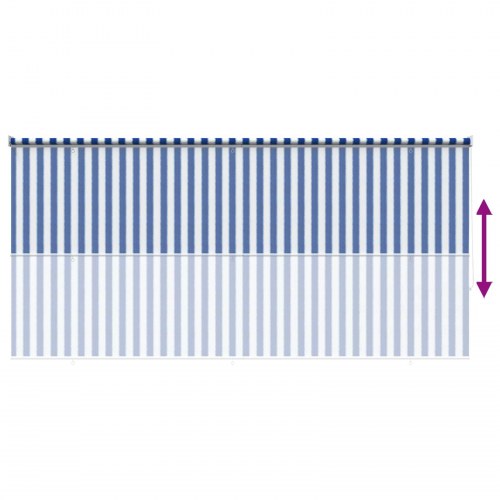 Udendørs rulleskærm med 90% UV-blok 405 x 140 cm blå/hvid stribet HDPE