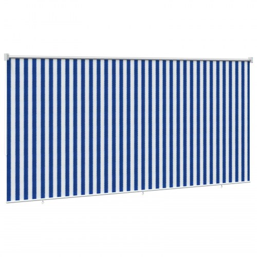 Udendørs rullegardin 245 x 140 cm 90% UV blok blå og hvid stribet HDPE