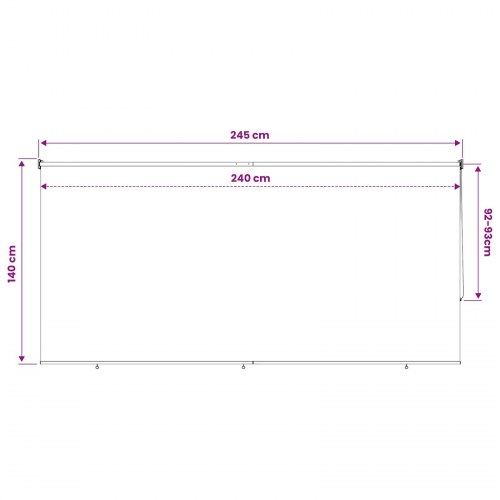 Udendørs rullegardin 245 x 140 cm 90% UV blok blå og hvid stribet HDPE