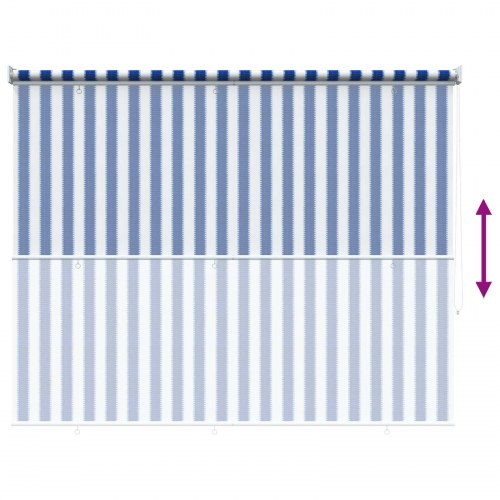 Udendørs rullegardin 225 x 140 cm 90% UV-blok blå og hvid stribet HDPE