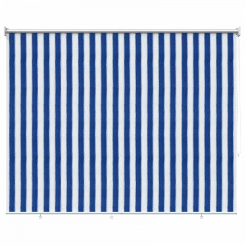 Udendørs rulleskærm 165 x 140 cm 90% UV blok blå og hvid stribet HDPE