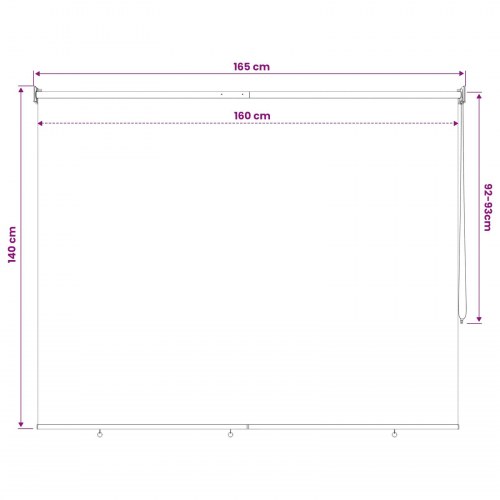 Udendørs rulleskærm 165 x 140 cm 90% UV blok blå og hvid stribet HDPE