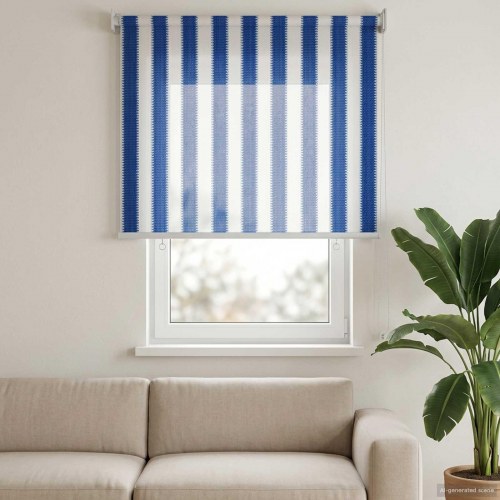 Udendørs rullegardin blå og hvid stribet 60 x 140 cm - 90 % UV-blok