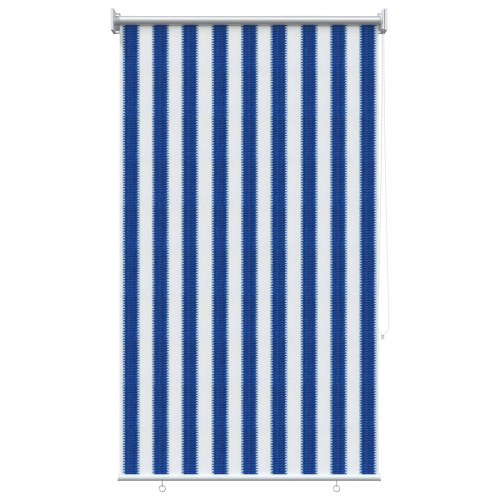 Udendørs rullegardin med 90% UV-blokering blå og hvid stribet 105 x 140 cm