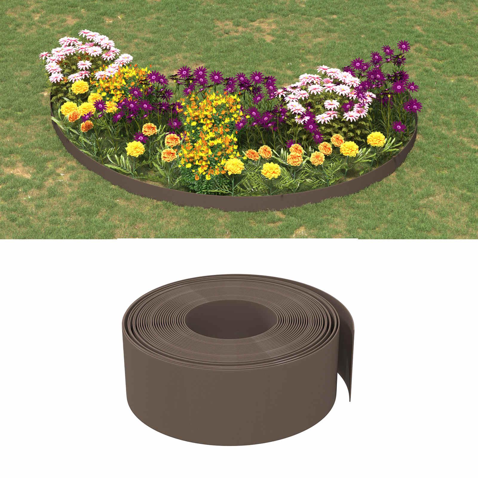Havekant 25 m x 20 cm i PE brun - fleksibel bedkant billede