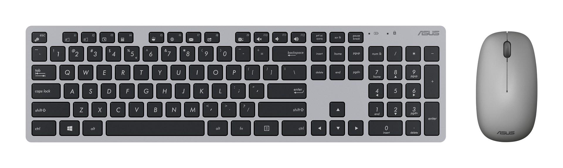ASUS W5000 trådløst tastatur og mus til kontor - grå billede