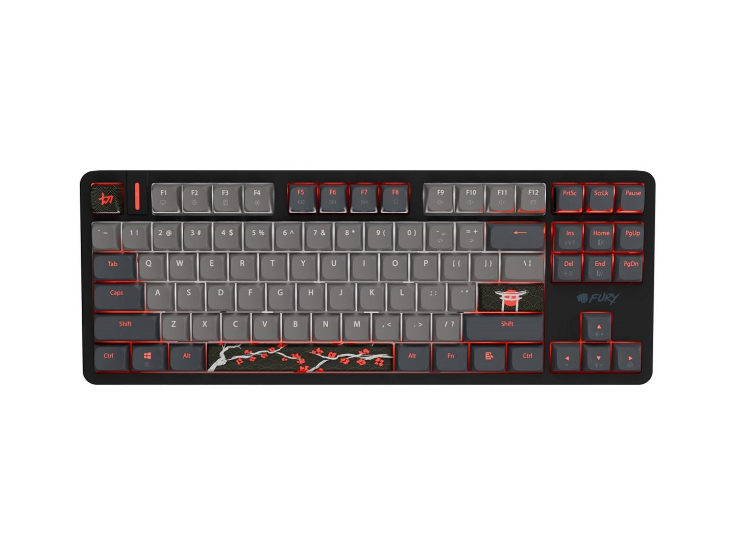Fury Kanabo K6 gamingtastatur US-layout med RGB-belysning - sort/grå billede