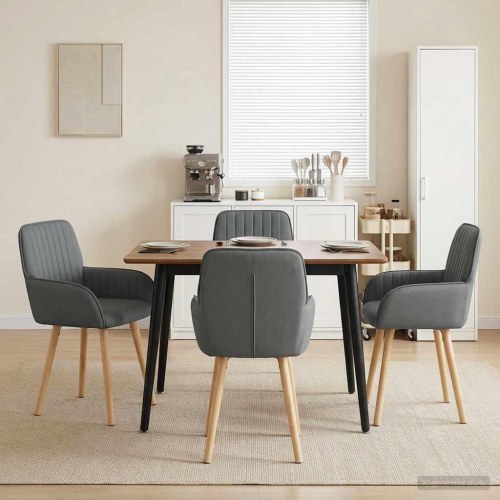 Spisestole i stof 4 stk med armlæn - mørkegrå, 56,5 x 50 x 87,5 cm