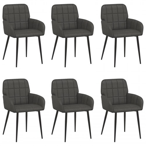 Spisestole 6 stk i kunstlæder sort med armlæn 57 x 50 x 85 cm