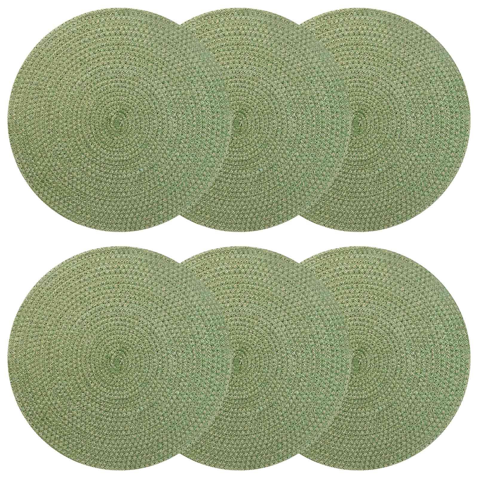 Jute dækkeservietter 6 stk olivengrøn Ø 30 cm 100% Tossa jute