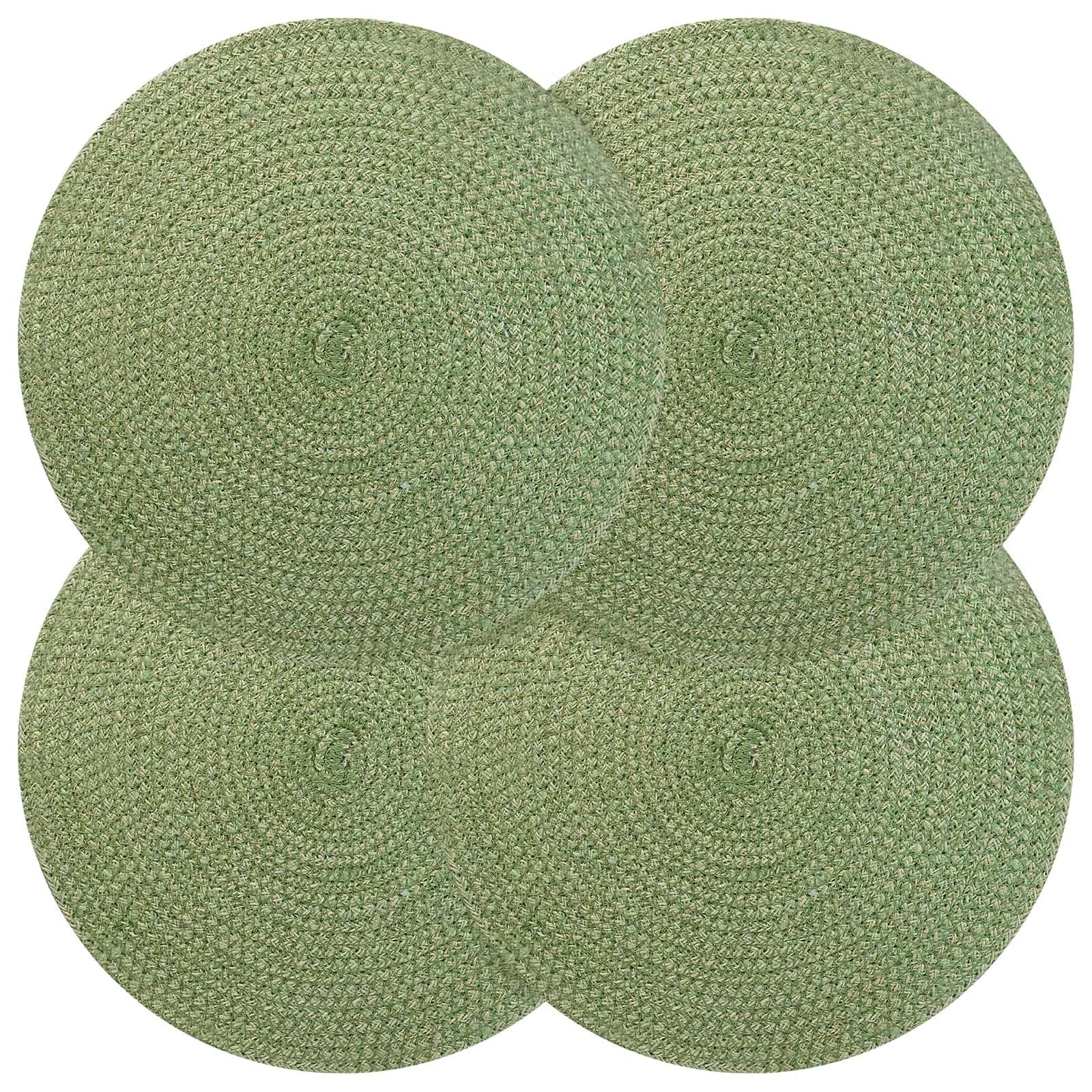 Jute dækkeservietter 4 stk olivengrøn Ø 30 cm i 100% Tossa jute