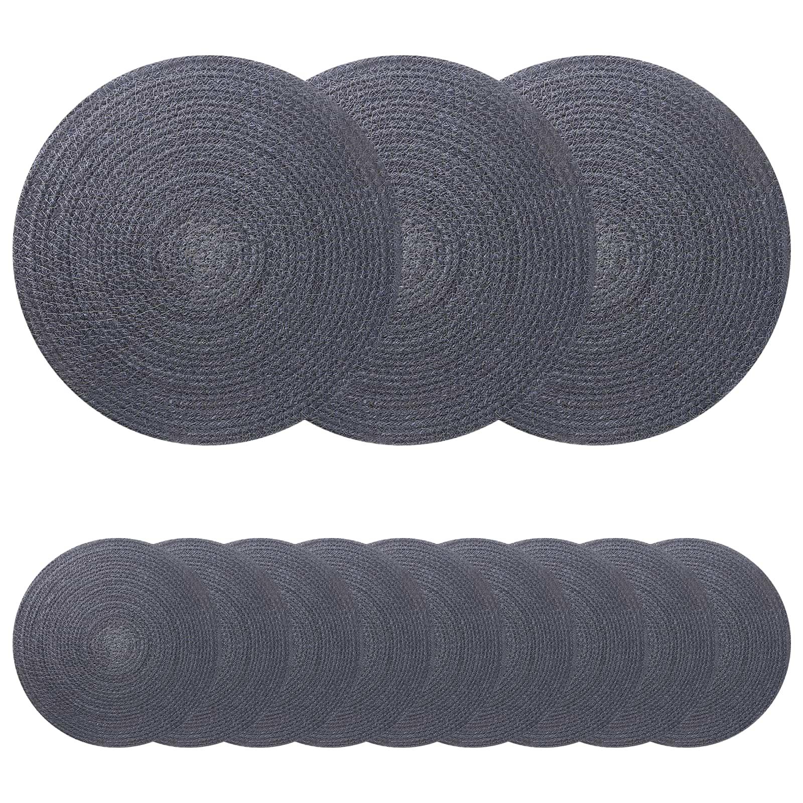 Jute dækkeservietter 12 stk mørkegrå Ø 30 cm i 100% Tossa jute