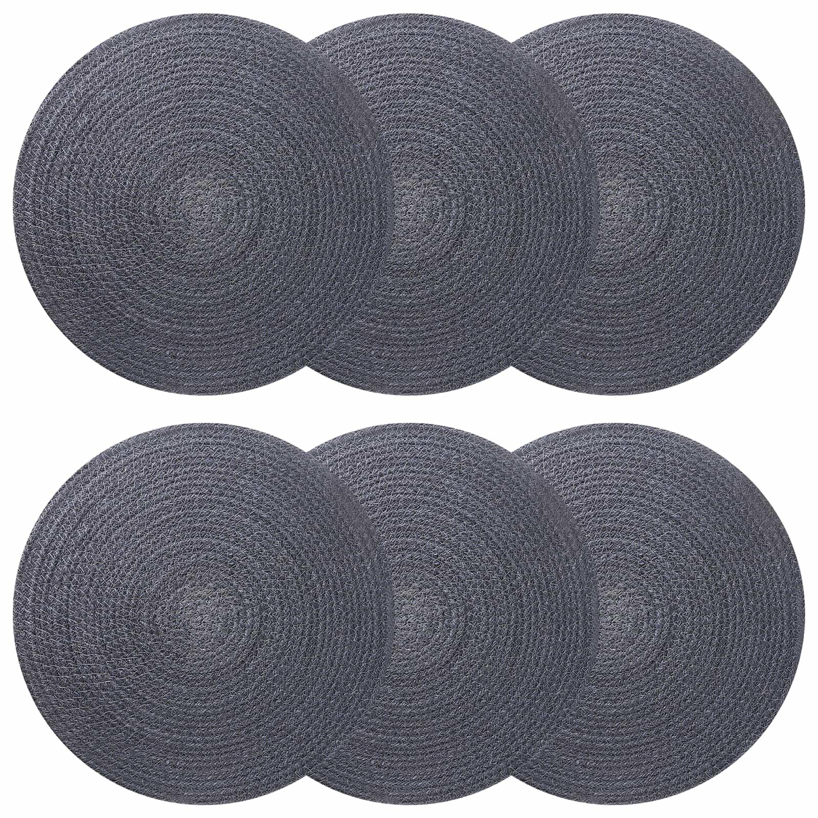 Jute dækkeservietter 6 stk mørkegrå Ø 30 cm i 100% Tossa jute