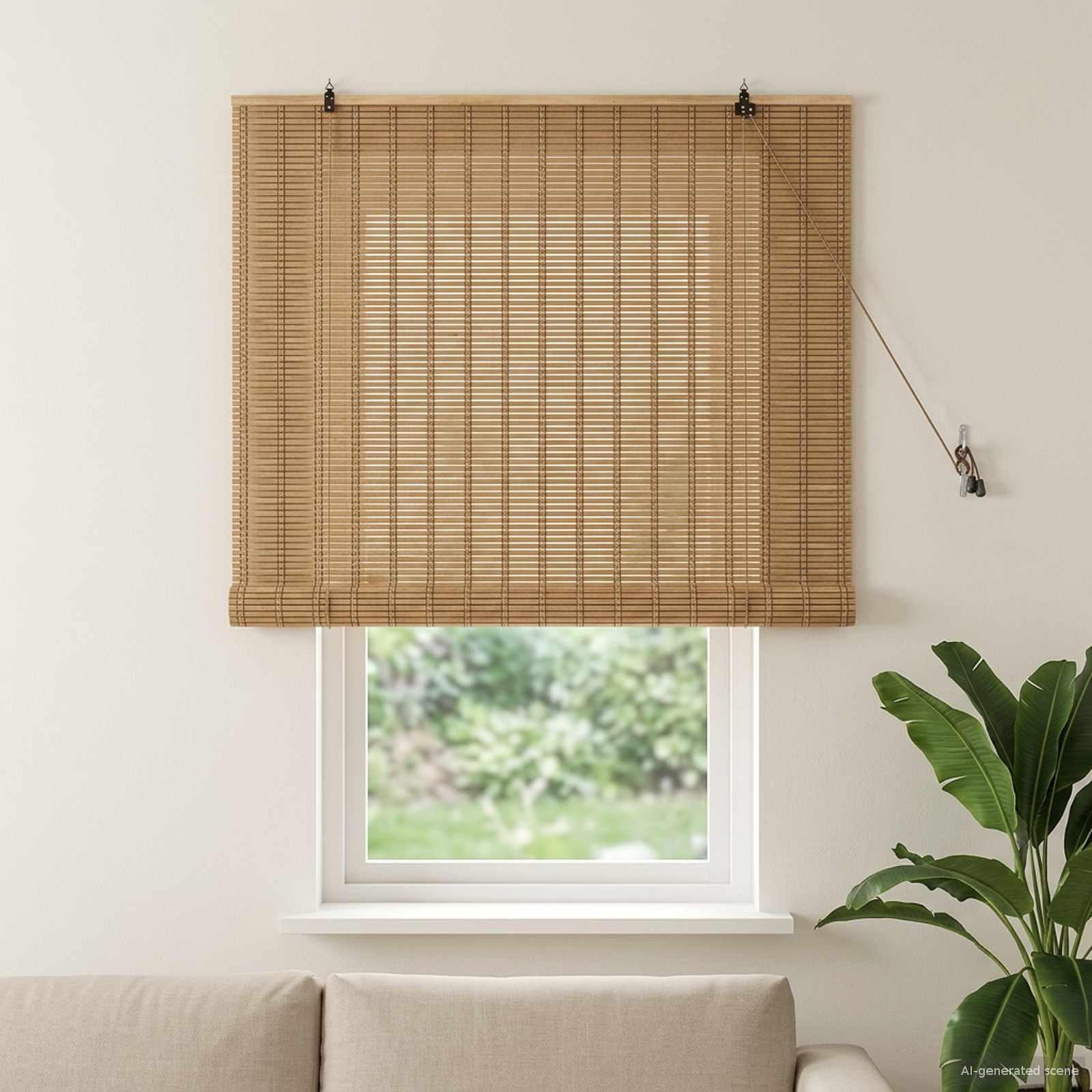 Rullegardin i bambus naturlig/brun 130 x 160 cm