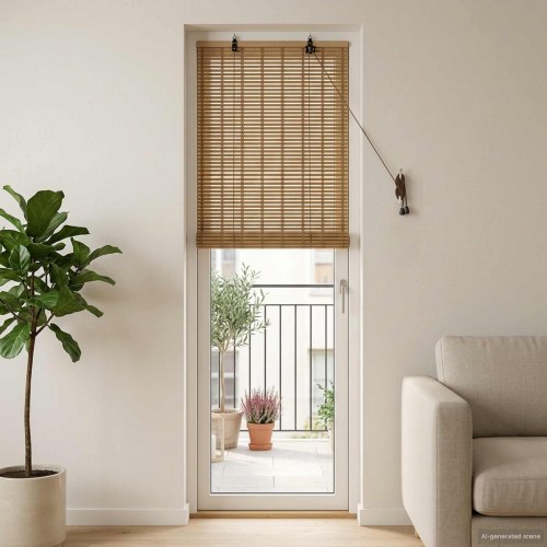 Rullegardin i bambus 50 x 220 cm - naturlig og brun