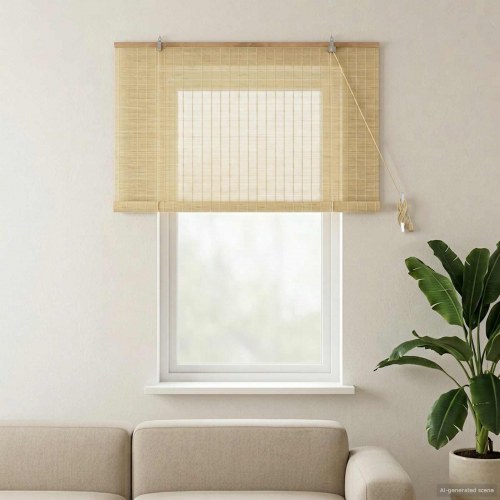 Rullegardin i bambus naturfarvet 160 x 160 cm