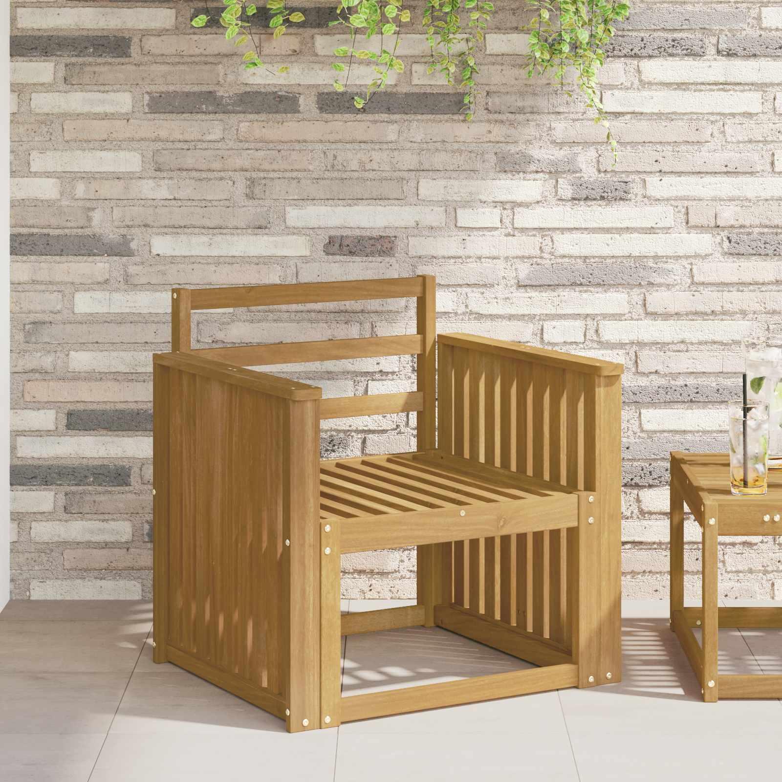 Armlænsmodul 2 stk hvid 60 x 6 x 61 cm i massivt akacietræ billede