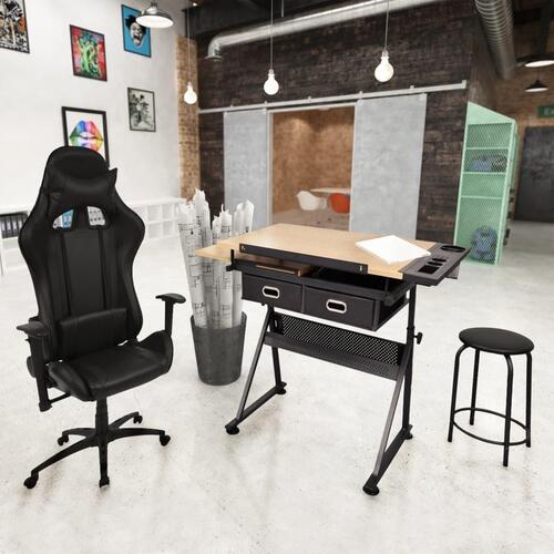 Tegnebord med vipbar bordplade og Gamerstol