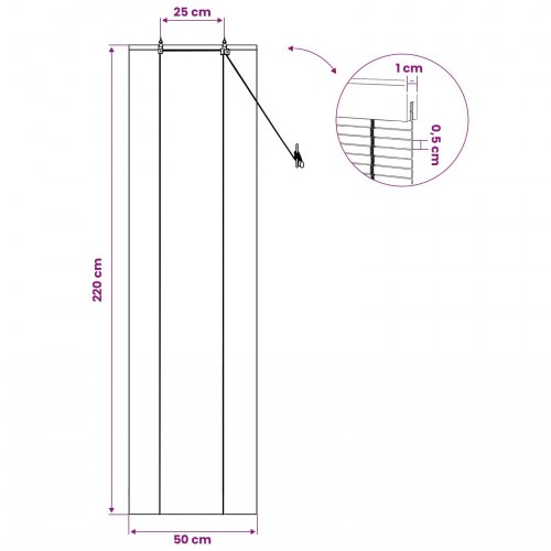 Rullegardin i naturfarvet bambus 50 x 220 cm