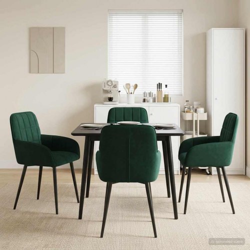 Spisestole 4 stk i fløjl mørkegrøn 57 x 50 x 85 cm