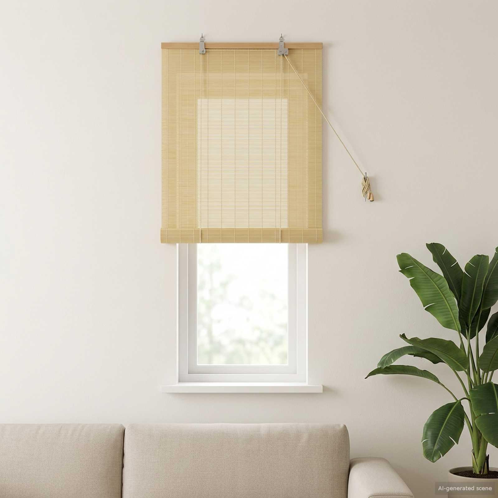 Rullegardin i bambus naturfarvet 50 x 160 cm