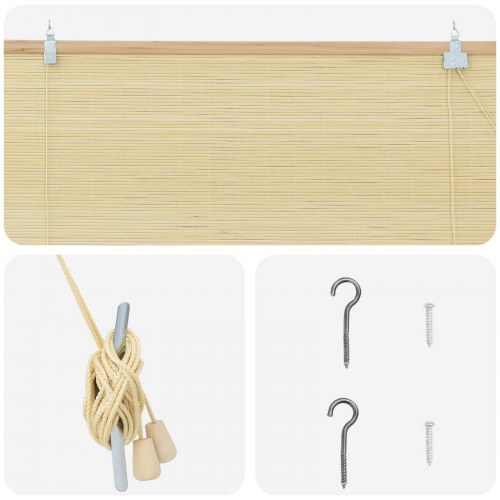 Rullegardin i bambus naturfarvet 50 x 160 cm