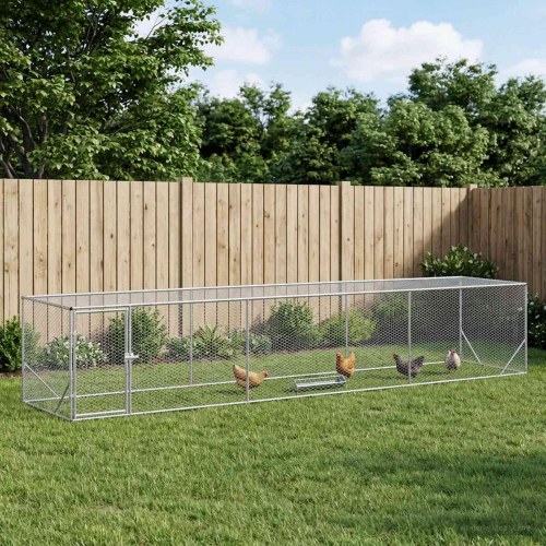 Hønsegård i galvaniseret stål 500 x 100 x 100 cm - sølv