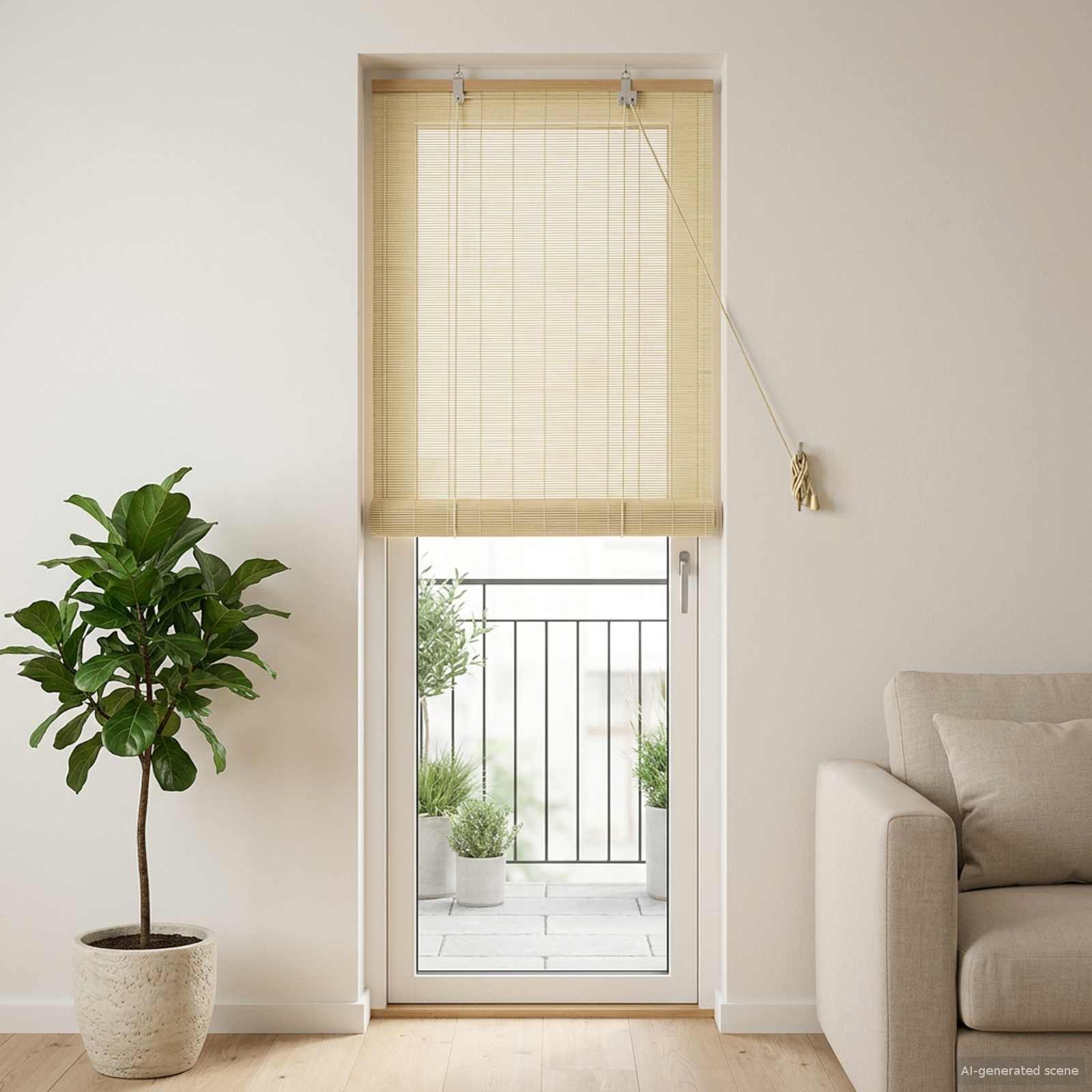 Rullegardin i naturfarvet bambus 40 x 220 cm billede