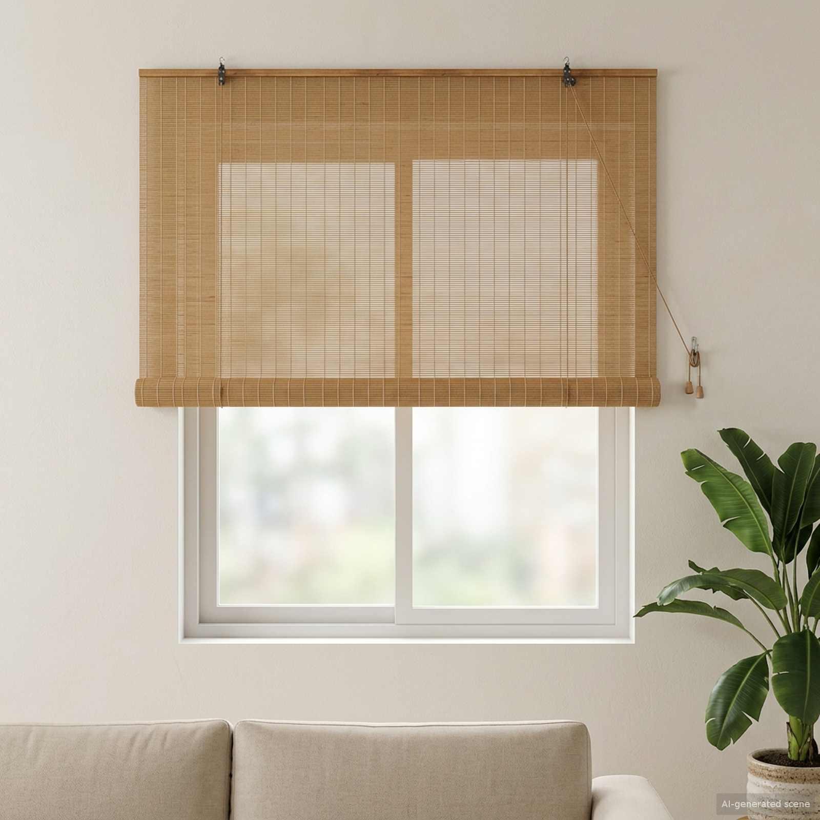 Rullegardin i bambus brun 130 x 160 cm billede