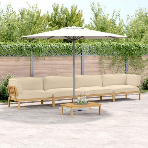 Lounge sofa sæt med puder 5 stk i beige massivt akacietræ