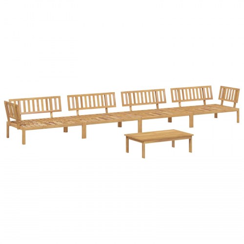 Lounge sofa sæt med puder 5 stk i beige massivt akacietræ