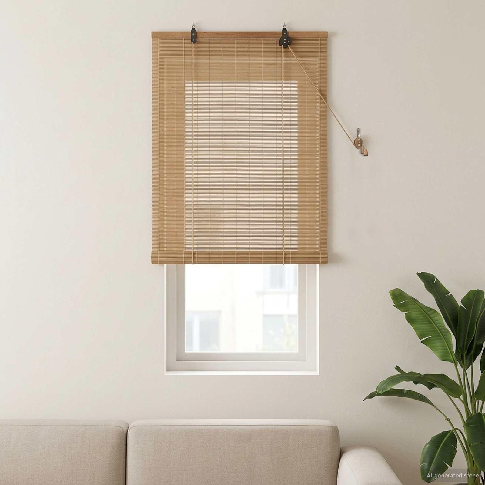 Rullegardin i bambus brun 40 x 160 cm billede