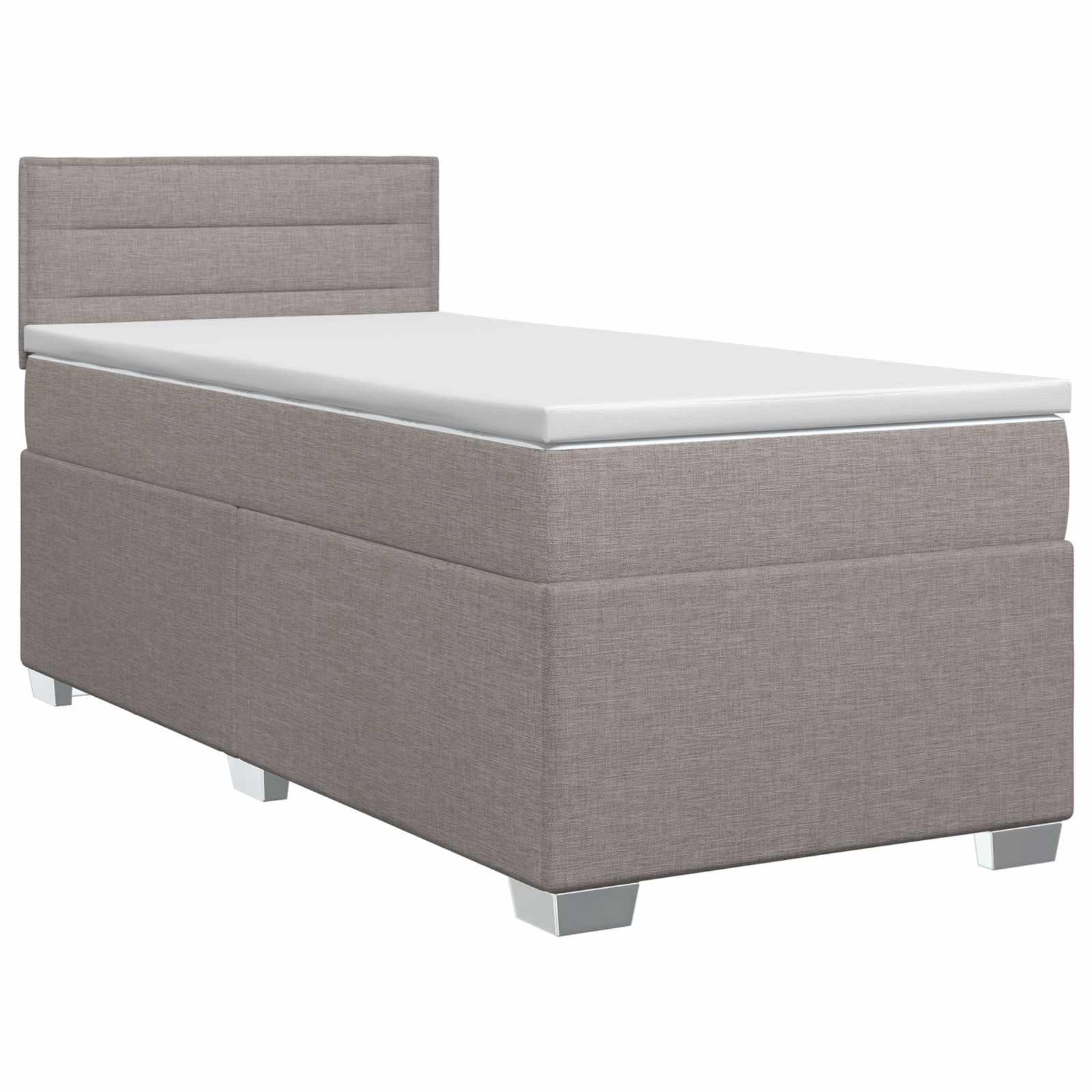 Boxmadras med topmadras og hovedgærde gråbrun 90 x 190 cm stof