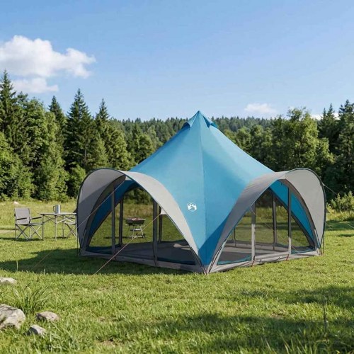 Tipi telt med tag 6-personers blå i polyester og stål