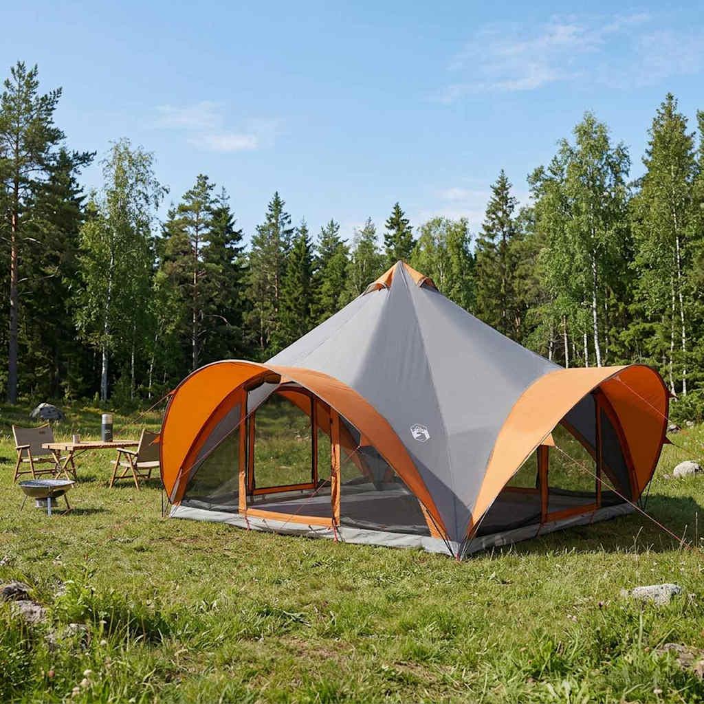 Tipi telt med tag grå/orange 18-personers 500 x 500 x 350 cm billede