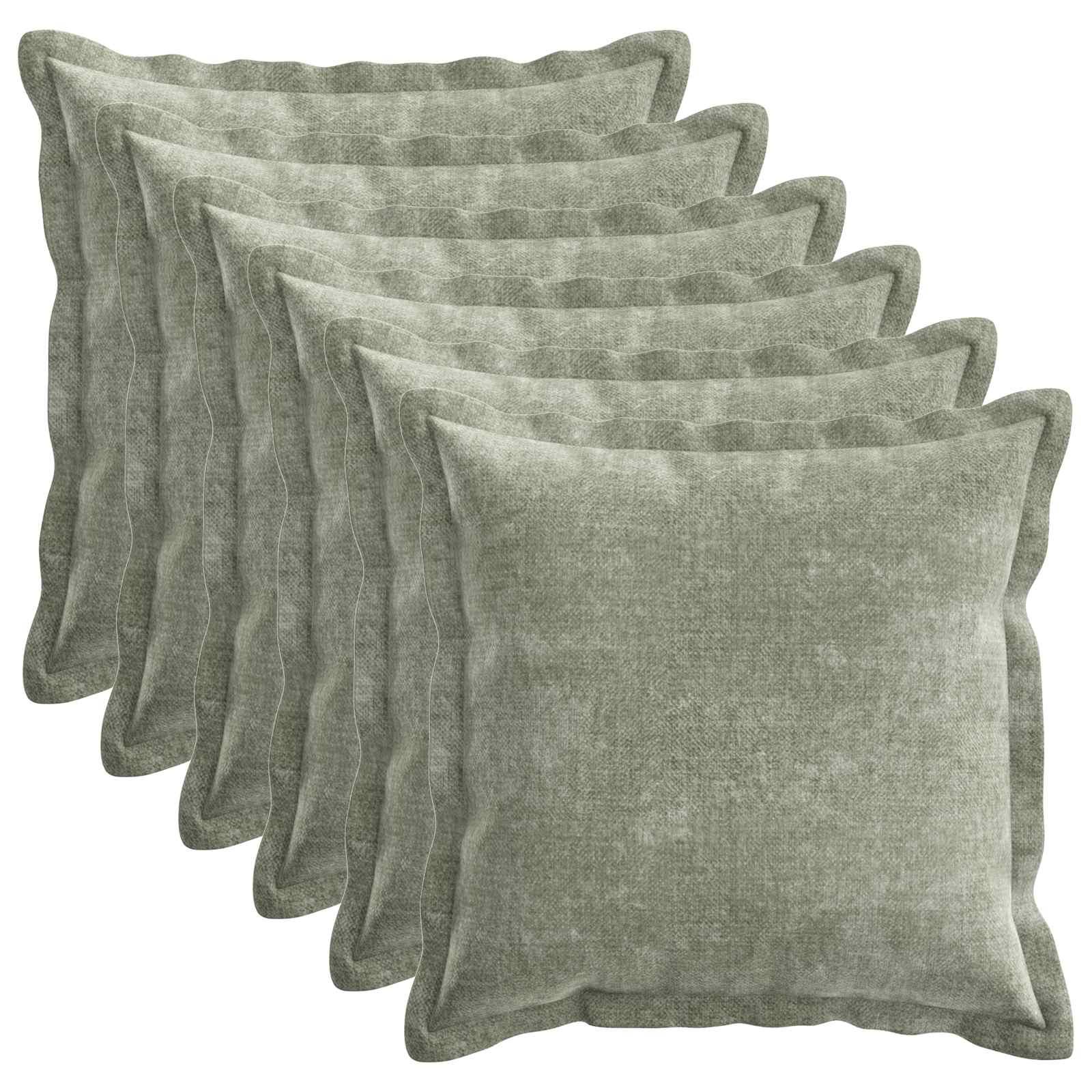 Pudebetræk HOUTEN 6 stk grøn 50 x 50 cm i chenille