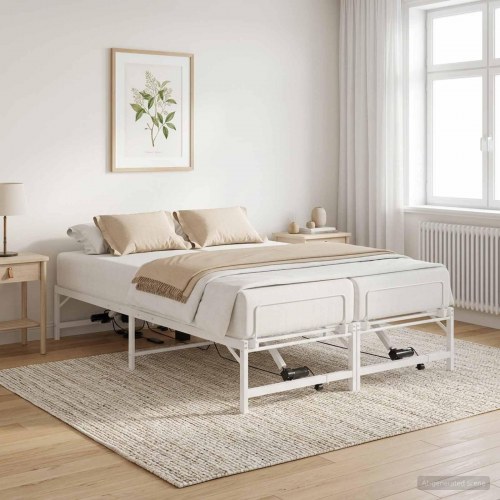 Elektrisk justerbar sengetramme 120 x 200 cm i stål - hvid