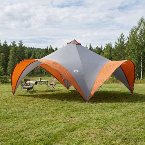 Partytelt 600 x 600 x 400 cm i grå og orange med stålramme